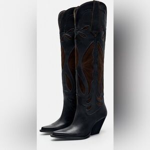 Zara western leather suede boots 36
